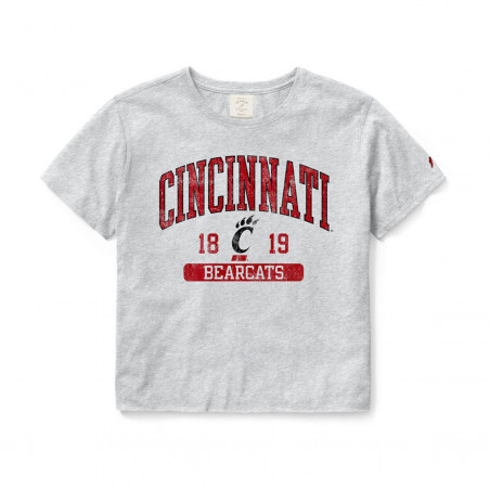 League Cincinnati Bearcats Women's Ash Crop Top