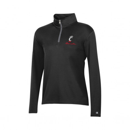 Champion Cincinnati Womens Black Mock Mesh Quarter Zip