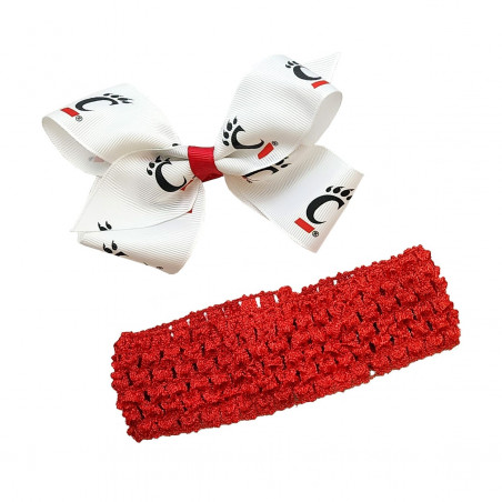 USA Bows C-Paw Stretch Crochet Headband & Bow Hair Clip Set