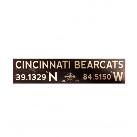 Cincinnati Bearcats Latitude/Longitude 13x3 Wooden Sign