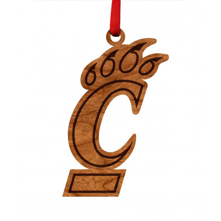 University of Cincinnati C-Paw Wooden Ornament