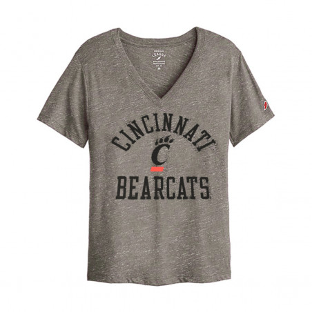 League Cincinnati Bearcats Women's Heather Gray V-Neck Tee