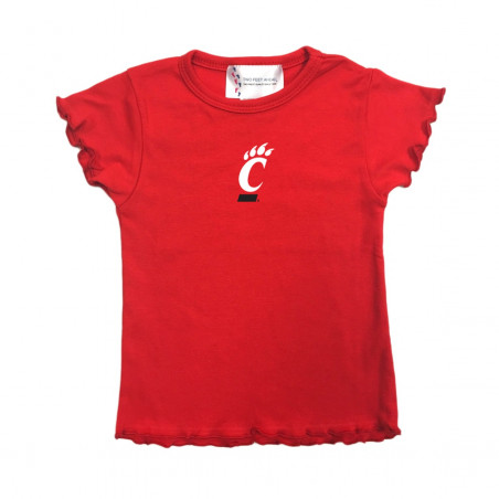 Cincinnati Bearcats Girls' C-Paw Red Ruffled Tee