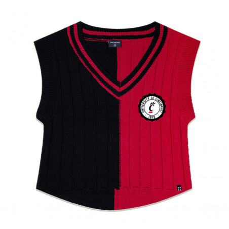 Hype and Vice Cincinnati Black/Red Chloe Crop Sweater Vest