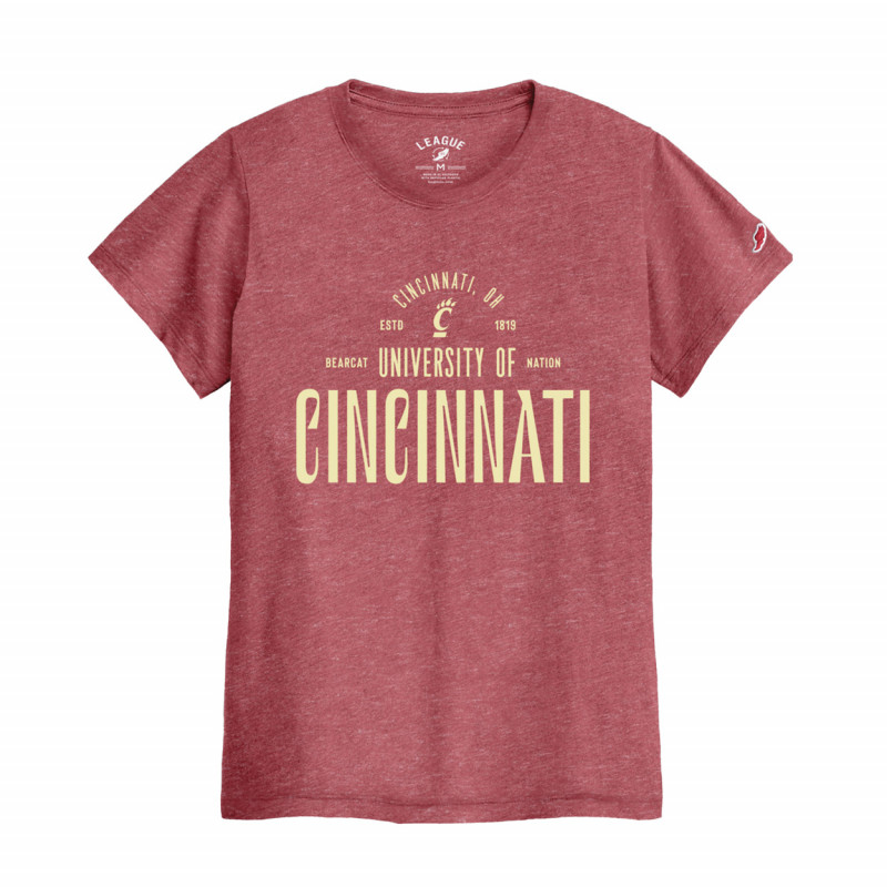 League Cincinnati Women's Maroon Short Sleeve Tee