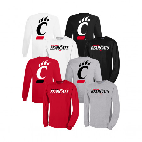 Cincinnati Bearcats Champion Logo & C-Paw Long Sleeve Tee