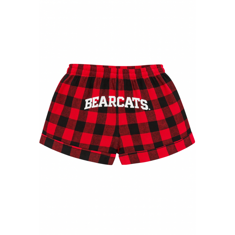 Women's Red Flannel Shorts with Bearcats on Back