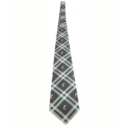 Dark Grey Plaid C-Paw Pattern Tie